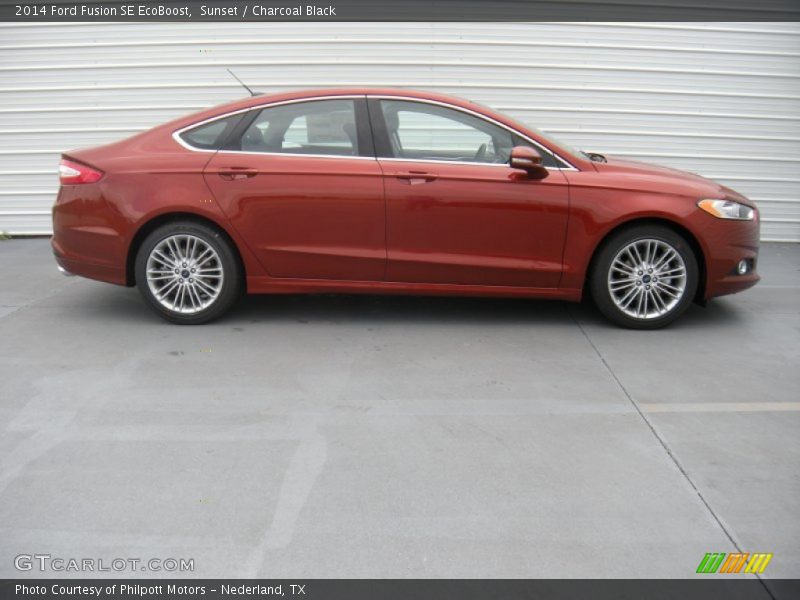 Sunset / Charcoal Black 2014 Ford Fusion SE EcoBoost
