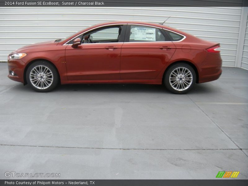 Sunset / Charcoal Black 2014 Ford Fusion SE EcoBoost