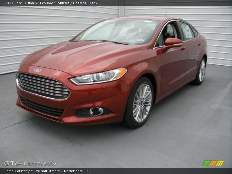 Sunset / Charcoal Black 2014 Ford Fusion SE EcoBoost