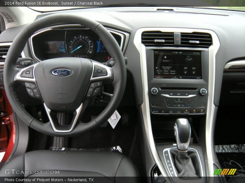 Sunset / Charcoal Black 2014 Ford Fusion SE EcoBoost