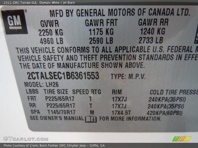 Olympic White / Jet Black 2011 GMC Terrain SLE