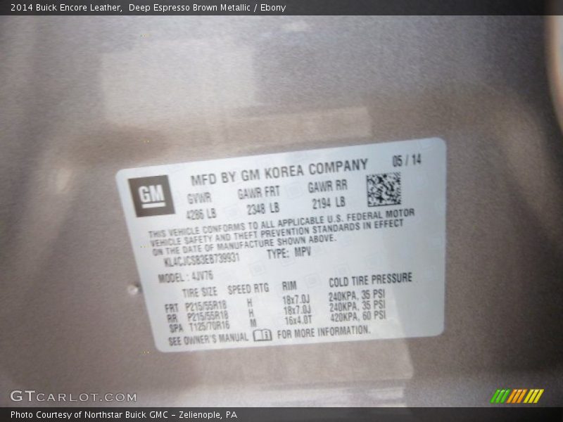 Deep Espresso Brown Metallic / Ebony 2014 Buick Encore Leather