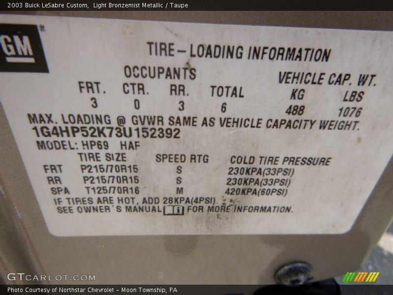 Light Bronzemist Metallic / Taupe 2003 Buick LeSabre Custom