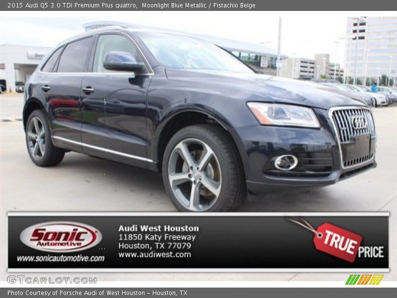 Moonlight Blue Metallic / Pistachio Beige 2015 Audi Q5 3.0 TDI Premium Plus quattro