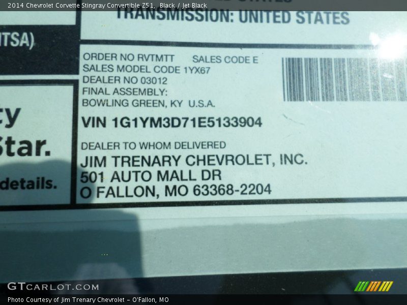 Black / Jet Black 2014 Chevrolet Corvette Stingray Convertible Z51