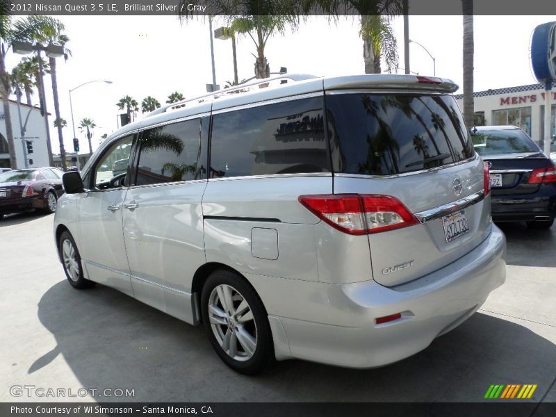 Brilliant Silver / Gray 2012 Nissan Quest 3.5 LE