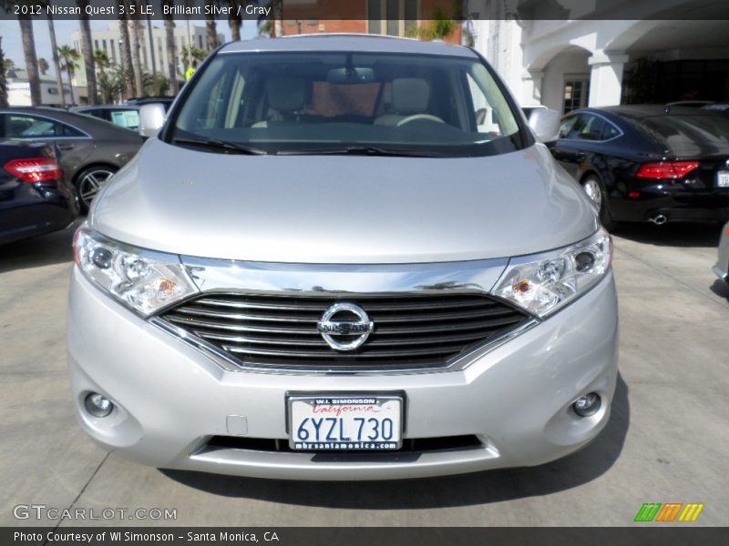 Brilliant Silver / Gray 2012 Nissan Quest 3.5 LE