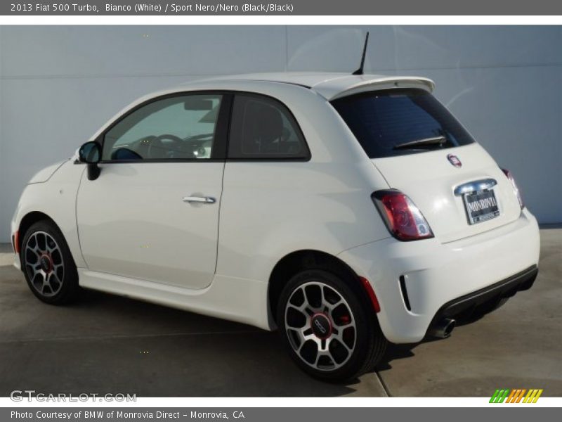 Bianco (White) / Sport Nero/Nero (Black/Black) 2013 Fiat 500 Turbo