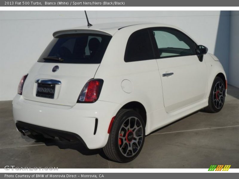Bianco (White) / Sport Nero/Nero (Black/Black) 2013 Fiat 500 Turbo