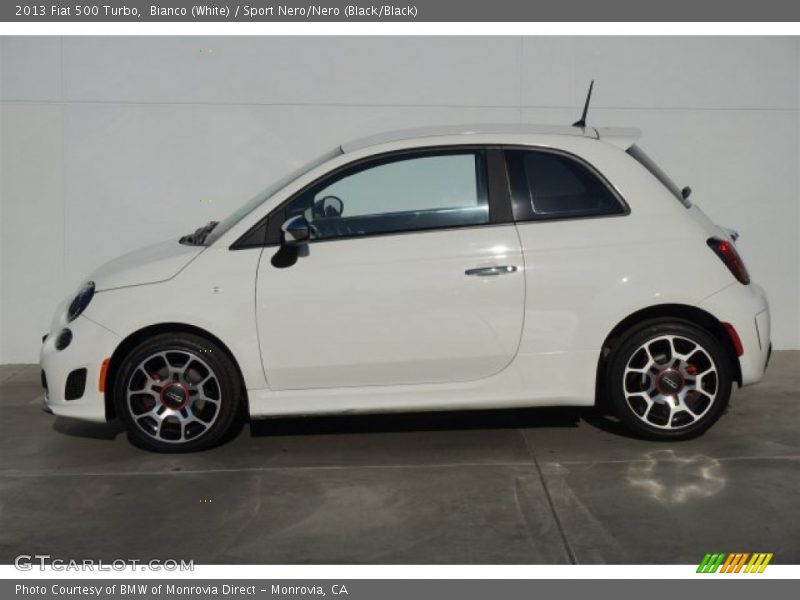 Bianco (White) / Sport Nero/Nero (Black/Black) 2013 Fiat 500 Turbo