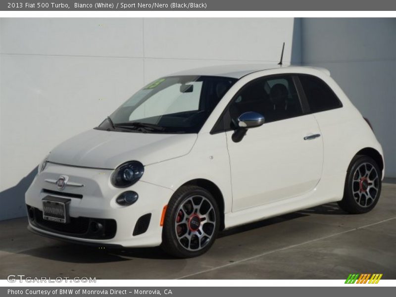 Bianco (White) / Sport Nero/Nero (Black/Black) 2013 Fiat 500 Turbo