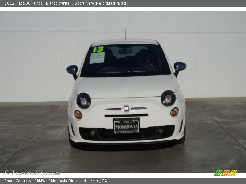 Bianco (White) / Sport Nero/Nero (Black/Black) 2013 Fiat 500 Turbo
