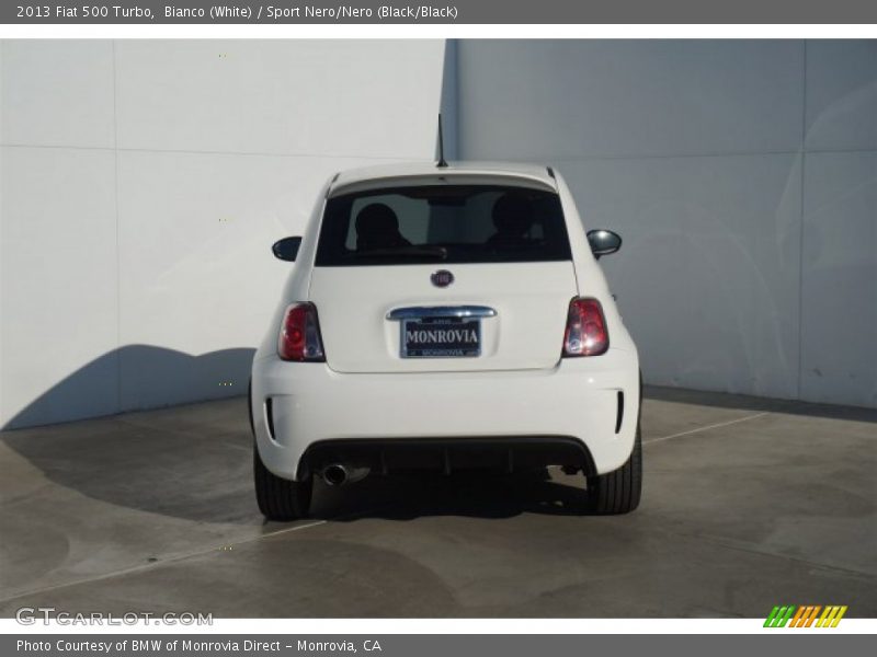 Bianco (White) / Sport Nero/Nero (Black/Black) 2013 Fiat 500 Turbo