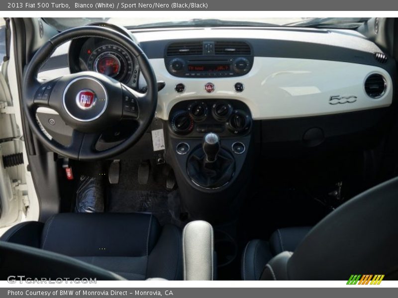 Bianco (White) / Sport Nero/Nero (Black/Black) 2013 Fiat 500 Turbo