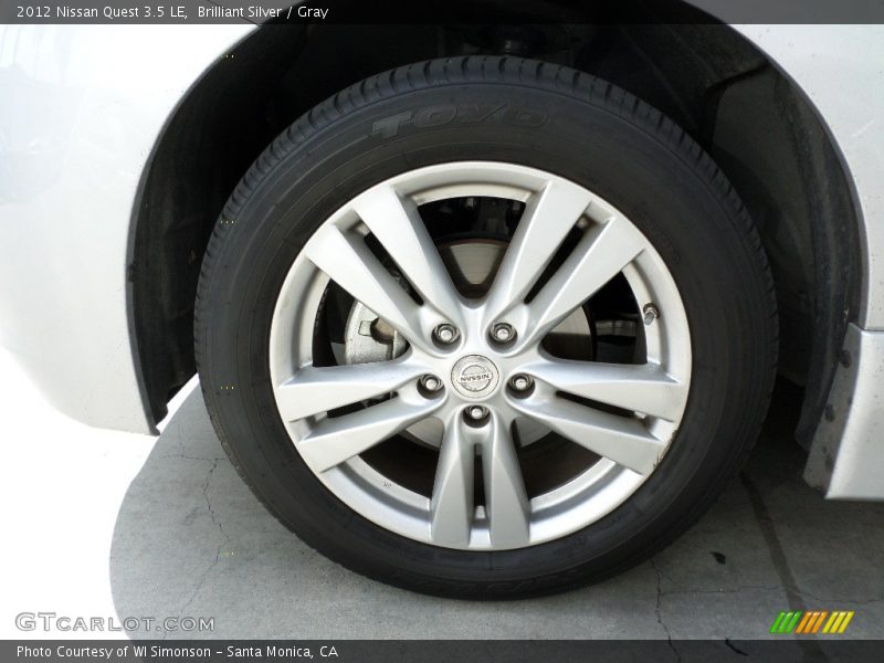Brilliant Silver / Gray 2012 Nissan Quest 3.5 LE