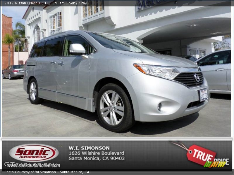 Brilliant Silver / Gray 2012 Nissan Quest 3.5 LE