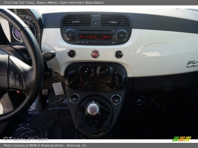Bianco (White) / Sport Nero/Nero (Black/Black) 2013 Fiat 500 Turbo