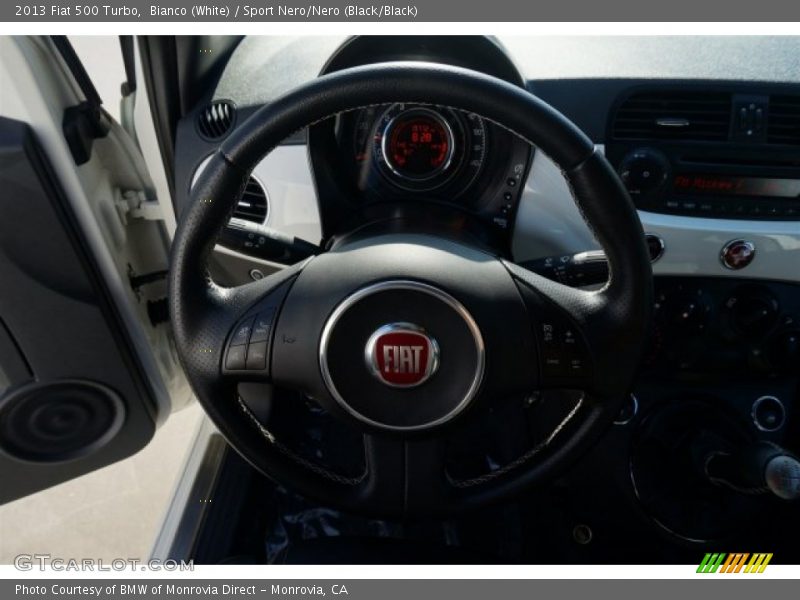 Bianco (White) / Sport Nero/Nero (Black/Black) 2013 Fiat 500 Turbo