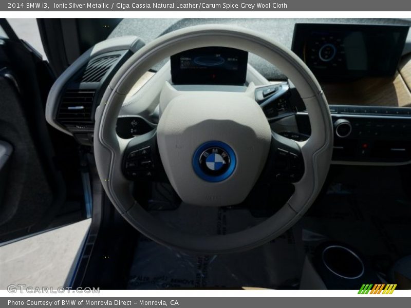 Ionic Silver Metallic / Giga Cassia Natural Leather/Carum Spice Grey Wool Cloth 2014 BMW i3