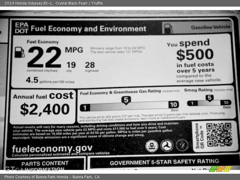 Crystal Black Pearl / Truffle 2014 Honda Odyssey EX-L