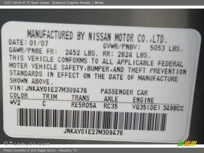 Diamond Graphite Metallic / Wheat 2007 Infiniti M 35 Sport Sedan