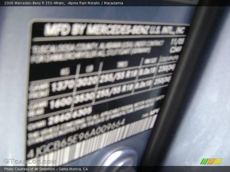 Alpine Rain Metallic / Macadamia 2006 Mercedes-Benz R 350 4Matic