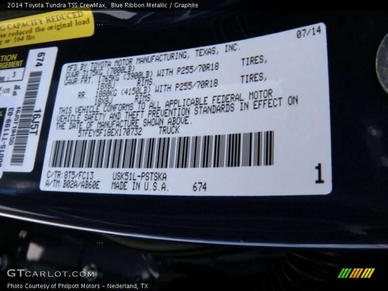 Blue Ribbon Metallic / Graphite 2014 Toyota Tundra TSS CrewMax