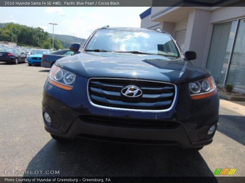 Pacific Blue Pearl / Cocoa Black 2010 Hyundai Santa Fe SE 4WD