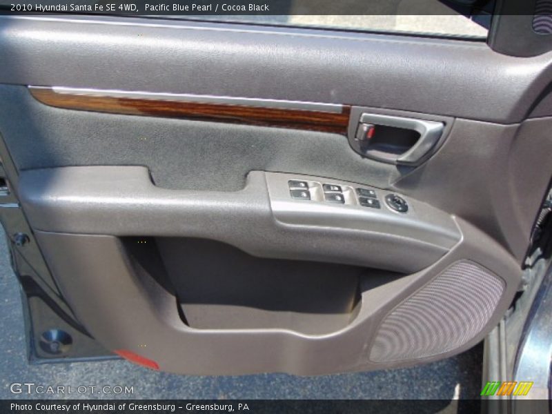 Pacific Blue Pearl / Cocoa Black 2010 Hyundai Santa Fe SE 4WD