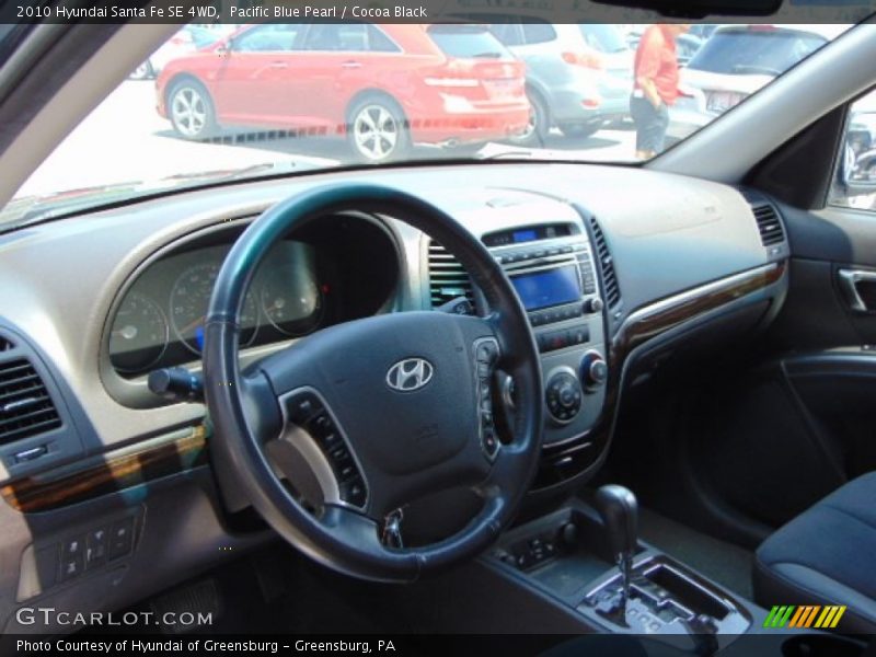 Pacific Blue Pearl / Cocoa Black 2010 Hyundai Santa Fe SE 4WD
