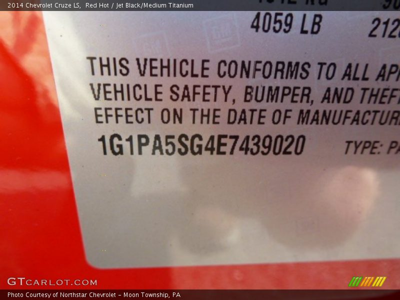 Red Hot / Jet Black/Medium Titanium 2014 Chevrolet Cruze LS