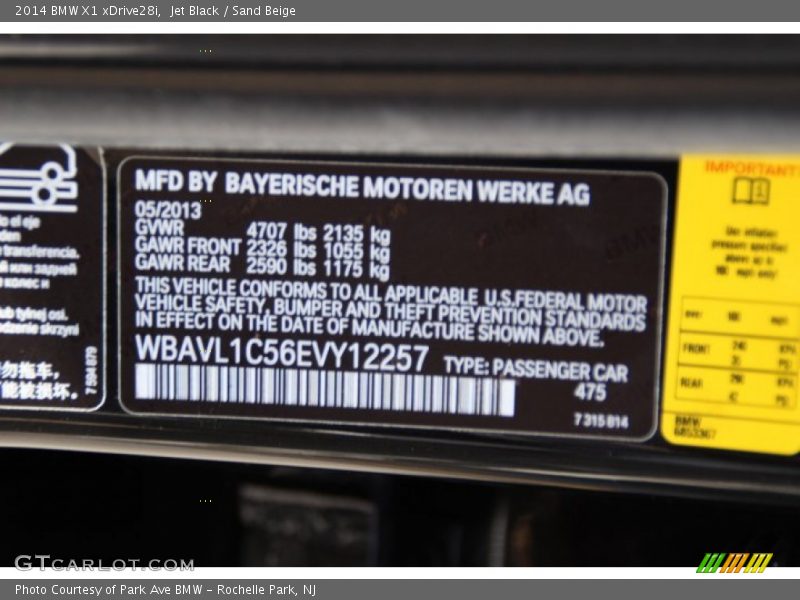 Jet Black / Sand Beige 2014 BMW X1 xDrive28i