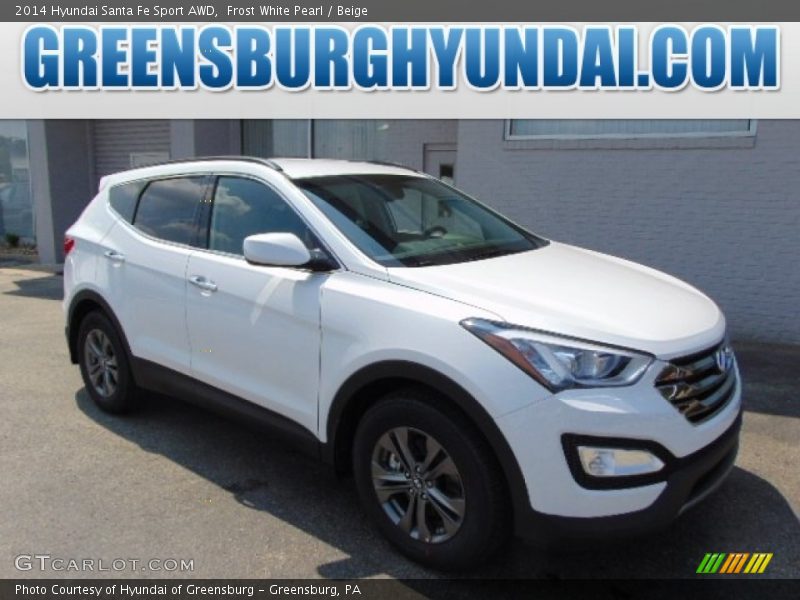 Frost White Pearl / Beige 2014 Hyundai Santa Fe Sport AWD
