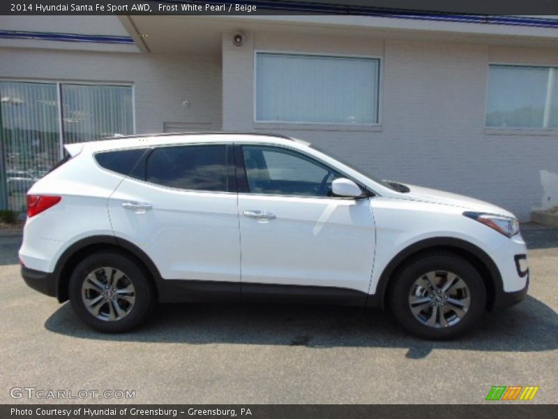 Frost White Pearl / Beige 2014 Hyundai Santa Fe Sport AWD