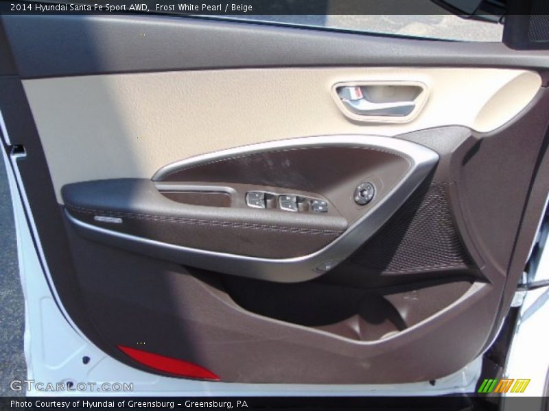 Frost White Pearl / Beige 2014 Hyundai Santa Fe Sport AWD