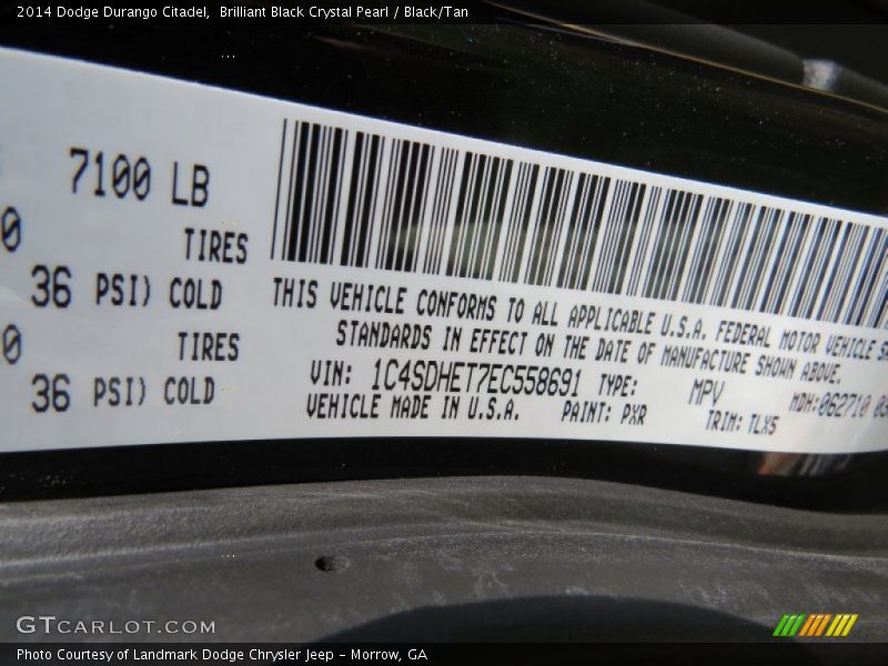 Brilliant Black Crystal Pearl / Black/Tan 2014 Dodge Durango Citadel