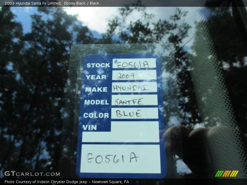 Ebony Black / Black 2009 Hyundai Santa Fe Limited