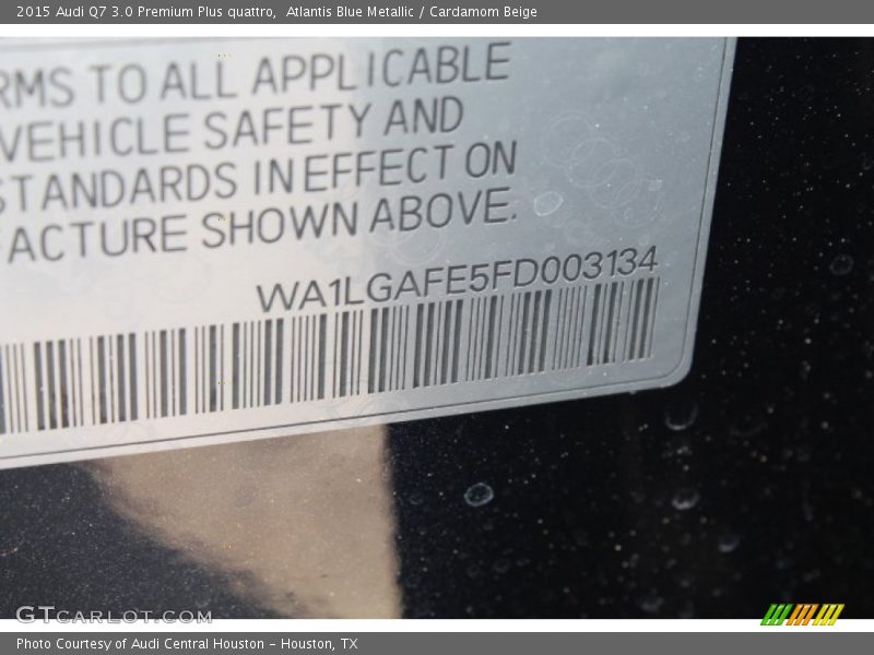 Atlantis Blue Metallic / Cardamom Beige 2015 Audi Q7 3.0 Premium Plus quattro
