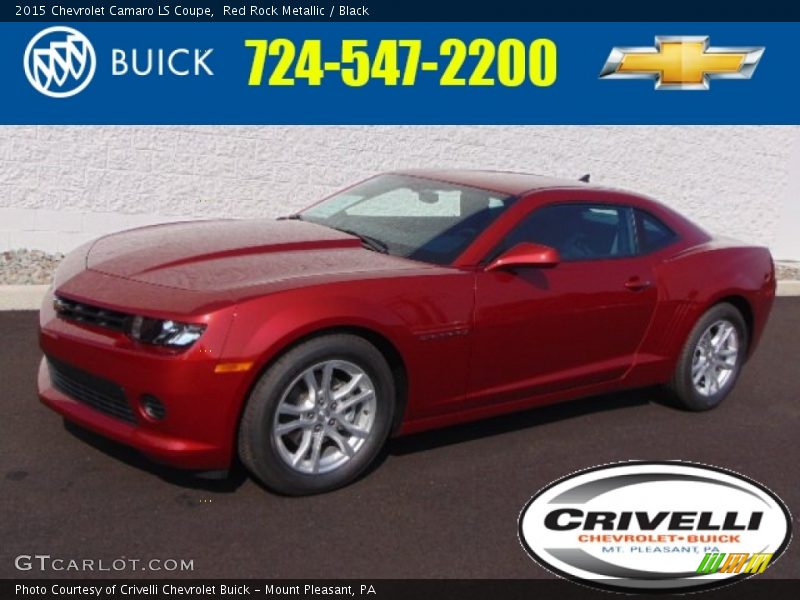 Red Rock Metallic / Black 2015 Chevrolet Camaro LS Coupe