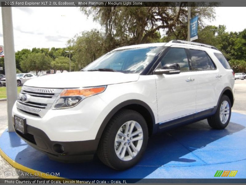 White Platinum / Medium Light Stone 2015 Ford Explorer XLT 2.0L EcoBoost