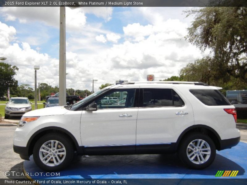 White Platinum / Medium Light Stone 2015 Ford Explorer XLT 2.0L EcoBoost
