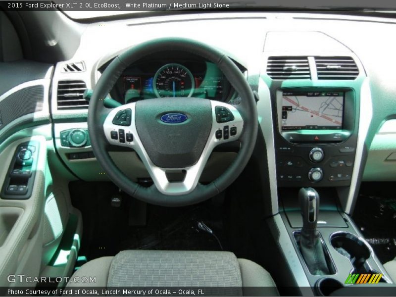 White Platinum / Medium Light Stone 2015 Ford Explorer XLT 2.0L EcoBoost