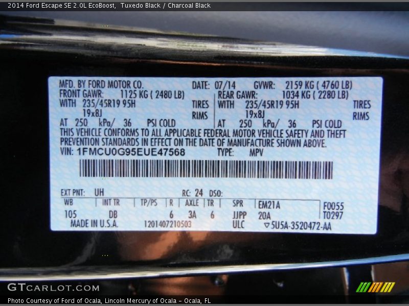 Tuxedo Black / Charcoal Black 2014 Ford Escape SE 2.0L EcoBoost