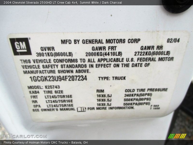 Summit White / Dark Charcoal 2004 Chevrolet Silverado 2500HD LT Crew Cab 4x4