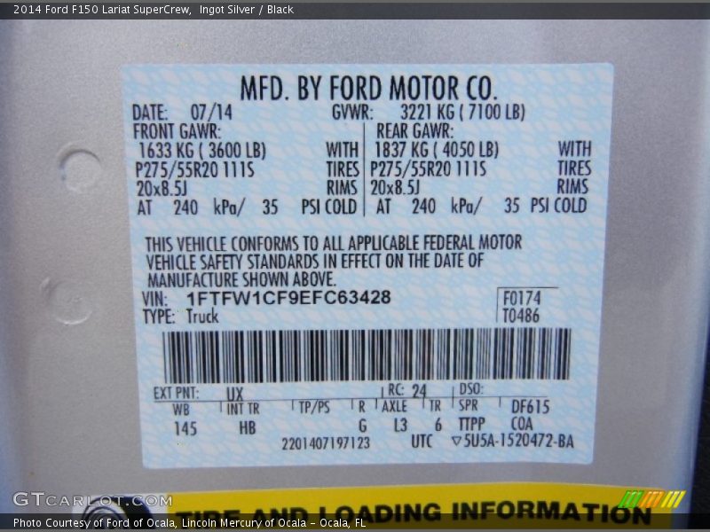 Ingot Silver / Black 2014 Ford F150 Lariat SuperCrew