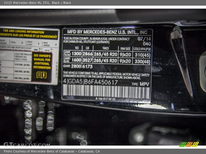 2015 ML 350 Black Color Code 040