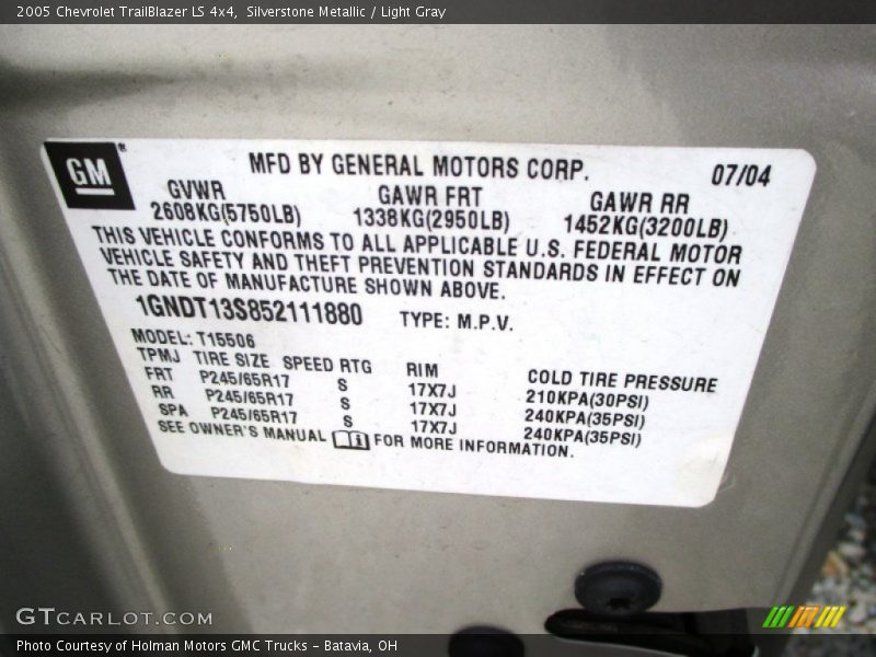 Silverstone Metallic / Light Gray 2005 Chevrolet TrailBlazer LS 4x4