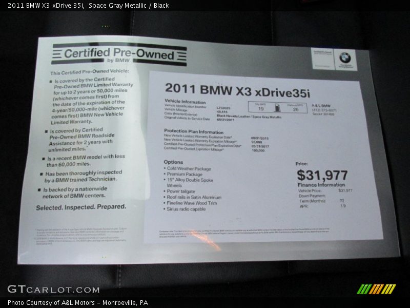 Space Gray Metallic / Black 2011 BMW X3 xDrive 35i