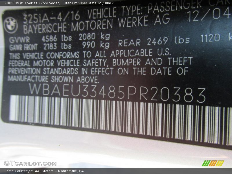 Titanium Silver Metallic / Black 2005 BMW 3 Series 325xi Sedan