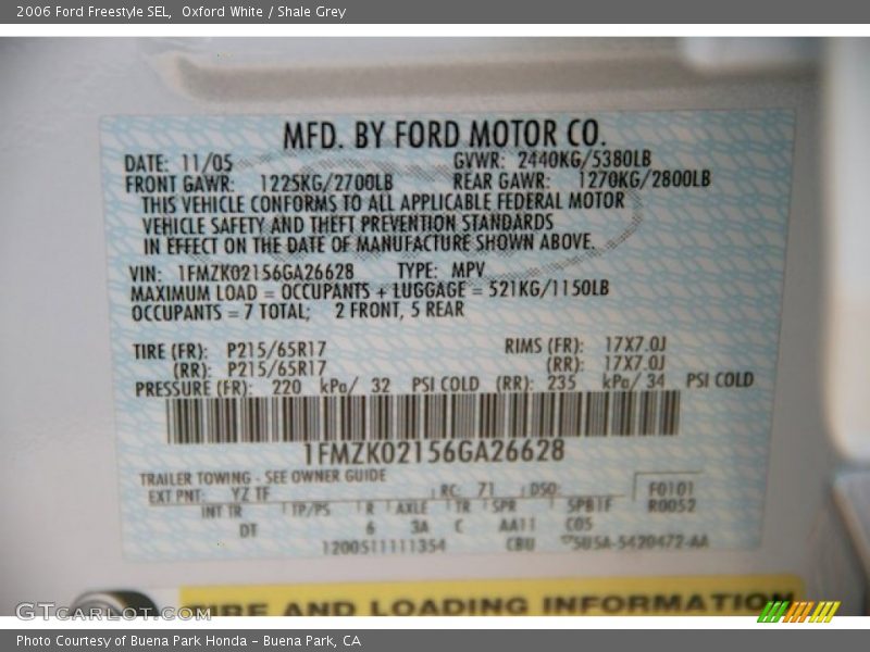 Oxford White / Shale Grey 2006 Ford Freestyle SEL